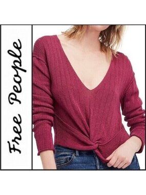 Free People Got Me Twisted Long Sleeve Top in Cosmic Berry - Medium New With Tag